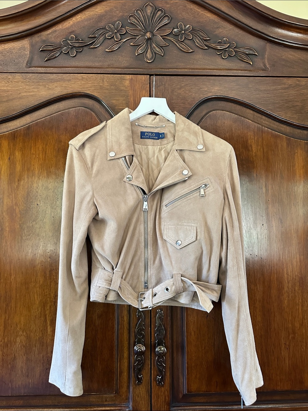 Polo by Ralph Lauren Beige Suede Moto Jacket